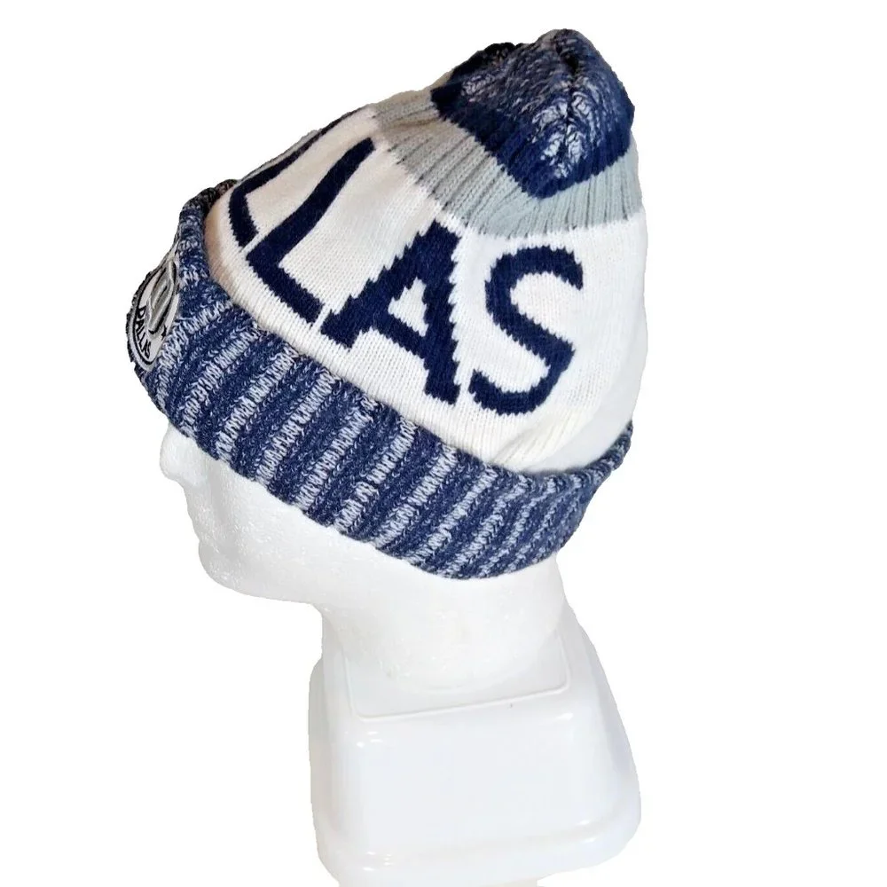Dallas Knit Beanie Mens Blue White & Gray‎ Sports Cap Hat